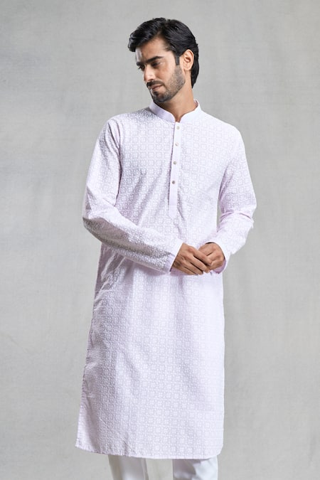 Buy Arihant Rai Sinha Purple Cotton Embroidery Chikankari Work Kurta Online at Aza Fashions Buy_Arihant Rai Sinha_Purple Cotton Embroidery Chikankari Work Kurta_Online_at_Aza_Fashions
