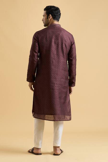 Shop Arihant Rai Sinha Maroon Rayon, Polyester, Viscose Geometric Print Kurta Set at Aza Fashions Shop_Arihant Rai Sinha_Maroon Rayon, Polyester, Viscose Geometric Print Kurta Set_at_Aza_Fashions