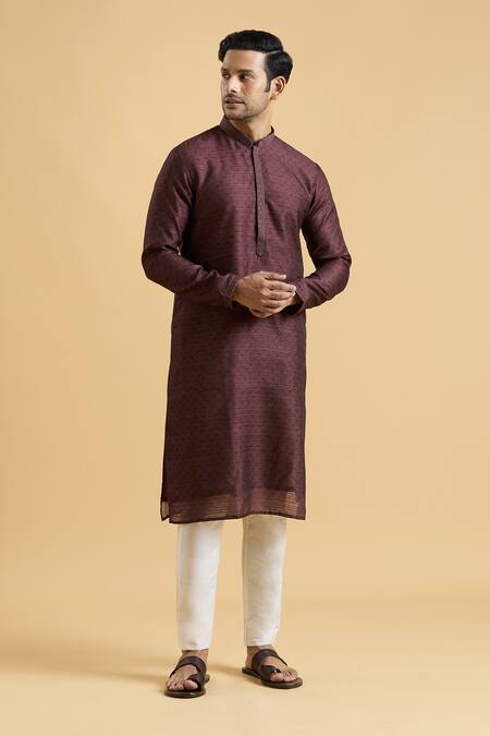 Arihant Rai Sinha Maroon Rayon, Polyester, Viscose Geometric Print Kurta Set Online at Aza Fashions Arihant Rai Sinha_Maroon Rayon, Polyester, Viscose Geometric Print Kurta Set_Online_at_Aza_Fashions