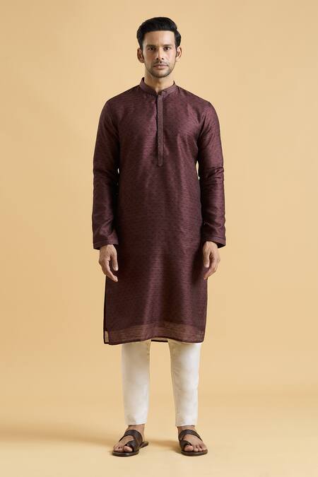 Shop Arihant Rai Sinha Maroon Rayon, Polyester, Viscose Geometric Print Kurta Set Online at Aza Fashions Shop_Arihant Rai Sinha_Maroon Rayon, Polyester, Viscose Geometric Print Kurta Set_Online_at_Aza_Fashions
