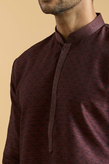 Arihant Rai Sinha Maroon Rayon Geometric Print Kurta at Aza Fashions Arihant Rai Sinha_Maroon Rayon Geometric Print Kurta_at_Aza_Fashions