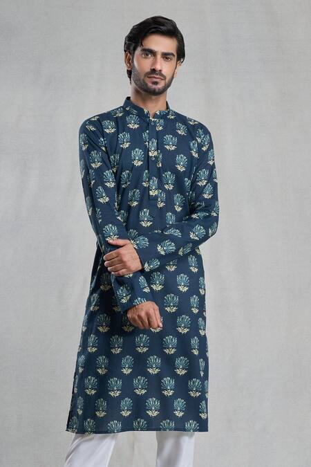Buy Arihant Rai Sinha Blue Rayon Garden Print Kurta Set Online at Aza Fashions Buy_Arihant Rai Sinha_Blue Rayon Garden Print Kurta Set_Online_at_Aza_Fashions