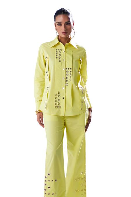 Shop House Of Zeniaa Yellow Cotton Collared Lemon Loaf Shirt Online at Aza Fashions Shop_House Of Zeniaa_Yellow Cotton Collared Lemon Loaf Shirt_Online_at_Aza_Fashions