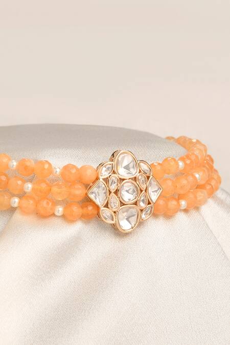 Buy_Joules by Radhika_Yellow Sunny Floret Pendant Choker_Online_at_Aza_Fashions