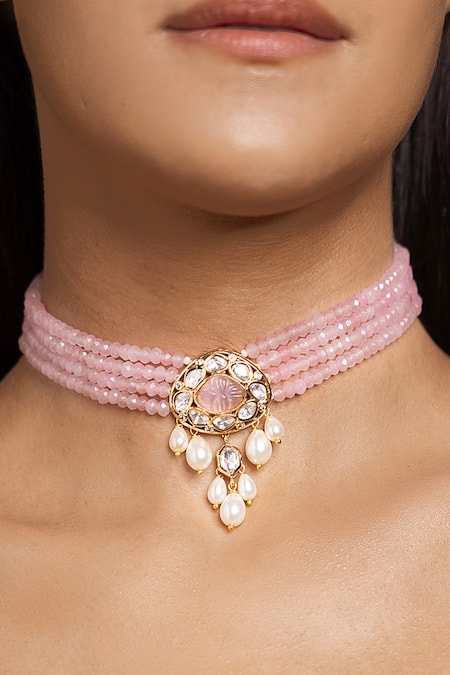 Joules By Radhika Pink Charming Crystal Work Choker Online at Aza Fashions Joules By Radhika_Pink Charming Crystal Work Choker _Online_at_Aza_Fashions