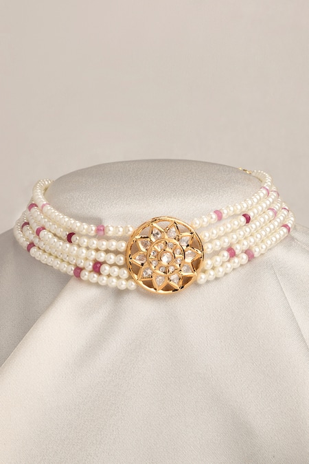 Shop Joules By Radhika White Pearl String Choker at Aza Fashions Shop_Joules By Radhika_White Pearl String Choker _at_Aza_Fashions