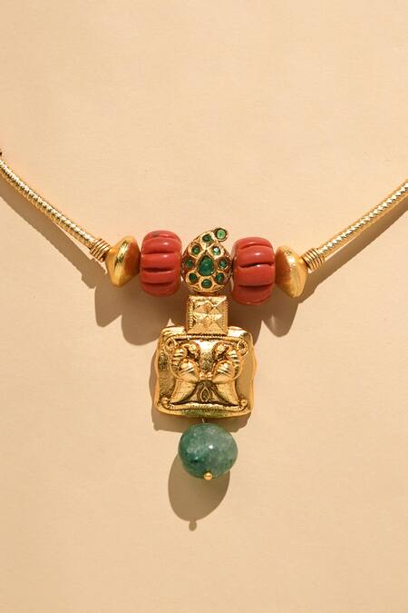 Buy_Joules By Radhika_Multi Color Festive Stiff Wire Choker Necklace_Online_at_Aza_Fashions