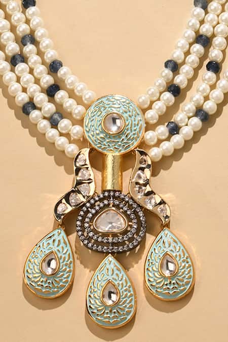 Buy_Joules By Radhika_White Elegant Multi Strand Choker Necklace_Online_at_Aza_Fashions