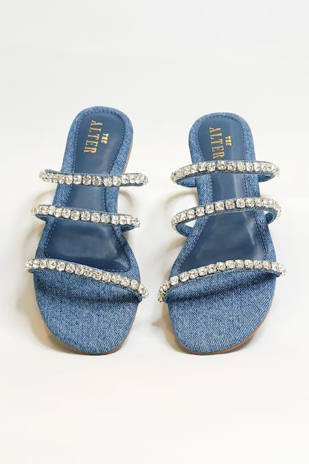 Shop The Alter Blue Stones Embellished Strappy Flats at Aza Fashions Shop_The Alter_Blue Stones Embellished Strappy Flats _at_Aza_Fashions