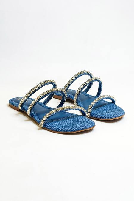 The Alter Blue Stones Embellished Strappy Flats Online at Aza Fashions The Alter_Blue Stones Embellished Strappy Flats _Online_at_Aza_Fashions