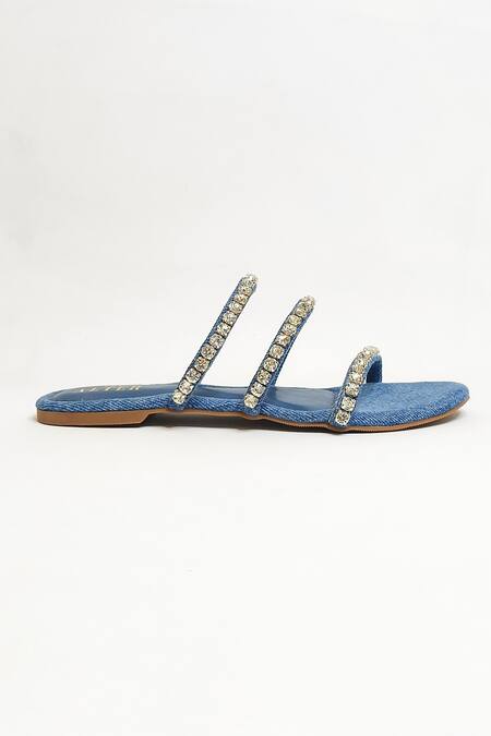 Buy The Alter Blue Stones Embellished Strappy Flats Online at Aza Fashions Buy_The Alter_Blue Stones Embellished Strappy Flats _Online_at_Aza_Fashions