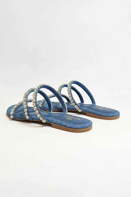 Shop The Alter Blue Stones Embellished Strappy Flats Online at Aza Fashions Shop_The Alter_Blue Stones Embellished Strappy Flats _Online_at_Aza_Fashions