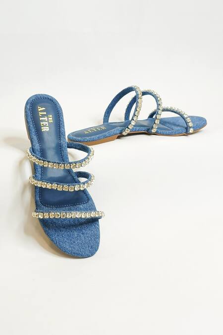 Buy The Alter Blue Stones Embellished Strappy Flats Buy_The Alter_Blue Stones Embellished Strappy Flats