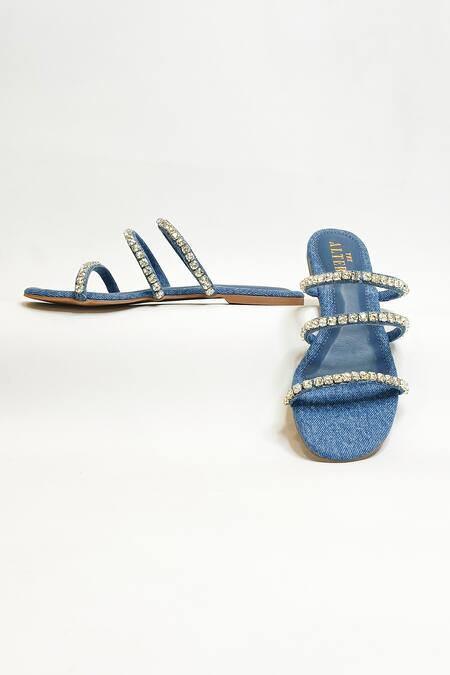 Shop The Alter Blue Stones Embellished Strappy Flats Shop_The Alter_Blue Stones Embellished Strappy Flats