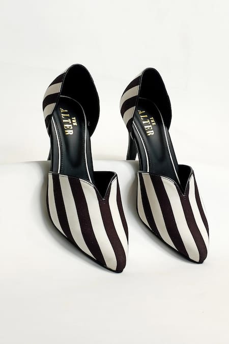 Shop The Alter Black Kate Striped Print Pumps at Aza Fashions Shop_The Alter_Black Kate Striped Print Pumps _at_Aza_Fashions