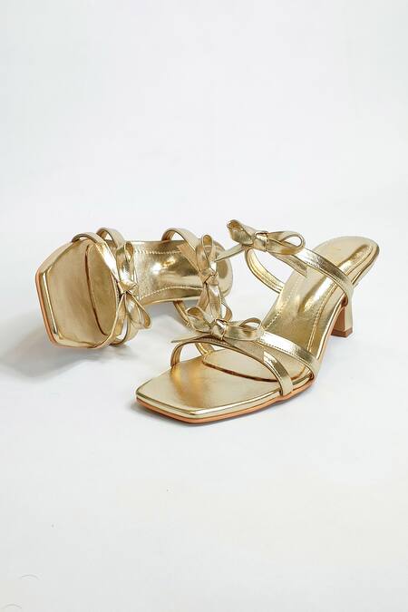 Shop The Alter Gold Bows Solid T-shaped Stiletto Online at Aza Fashions Shop_The Alter_Gold Bows Solid T-shaped Stiletto _Online_at_Aza_Fashions