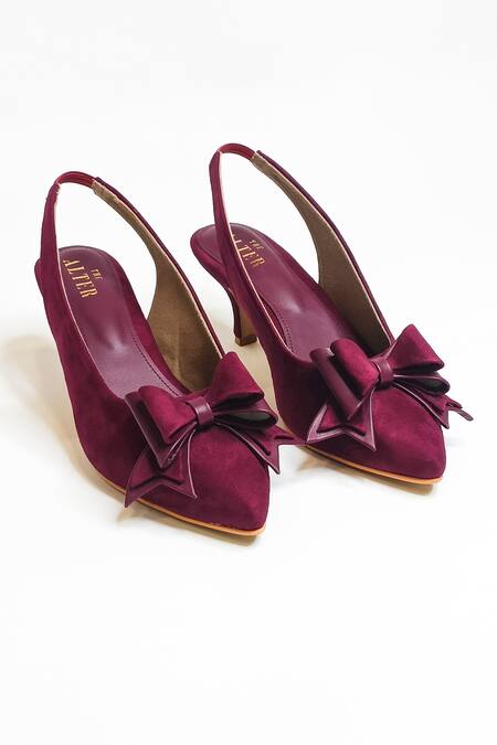 The Alter Maroon Bows Marilyn Solid Pointed Toe Stiletto Heels Online at Aza Fashions The Alter_Maroon Bows Marilyn Solid Pointed Toe Stiletto Heels _Online_at_Aza_Fashions