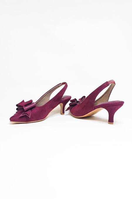 Buy The Alter Maroon Bows Marilyn Solid Pointed Toe Stiletto Heels Buy_The Alter_Maroon Bows Marilyn Solid Pointed Toe Stiletto Heels