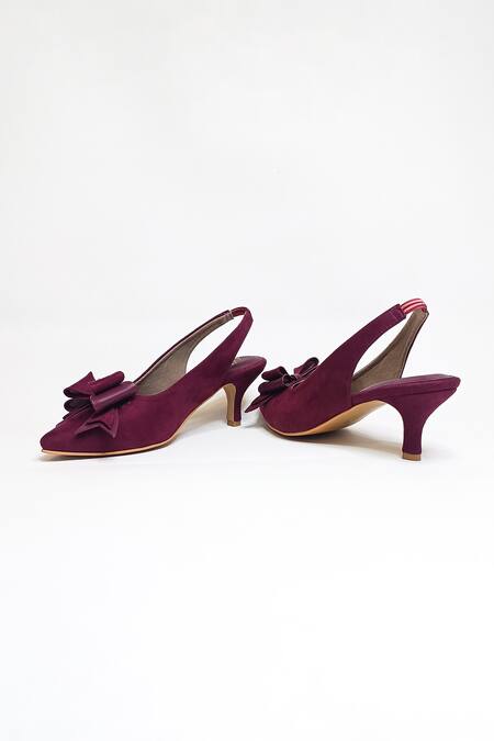 Shop The Alter Maroon Bows Marilyn Solid Pointed Toe Stiletto Heels Shop_The Alter_Maroon Bows Marilyn Solid Pointed Toe Stiletto Heels