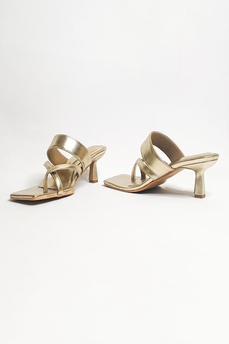 Shop_The Alter_Gold Cross Strapped Stilletto Heels _Online_at_Aza_Fashions
