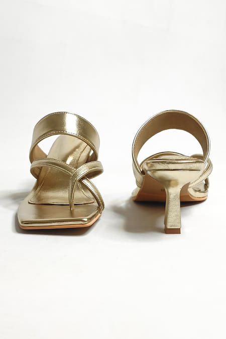 Buy_The Alter_Gold Cross Strapped Stilletto Heels 