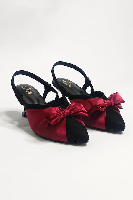 Shop The Alter Maroon Bows Betsy Solid Pointed Toe Pumps at Aza Fashions Shop_The Alter_Maroon Bows Betsy Solid Pointed Toe Pumps _at_Aza_Fashions