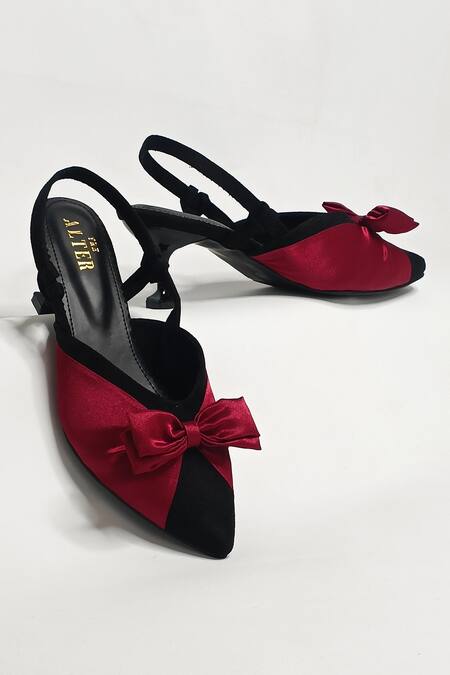 The Alter Maroon Bows Betsy Solid Pointed Toe Pumps at Aza Fashions The Alter_Maroon Bows Betsy Solid Pointed Toe Pumps _at_Aza_Fashions