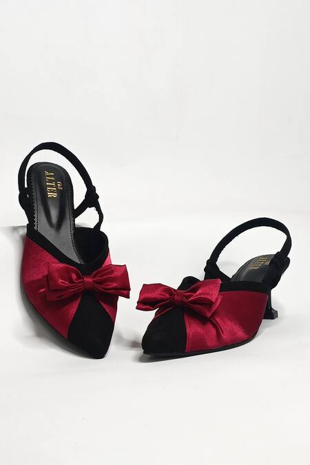 Buy The Alter Maroon Bows Betsy Solid Pointed Toe Pumps Buy_The Alter_Maroon Bows Betsy Solid Pointed Toe Pumps