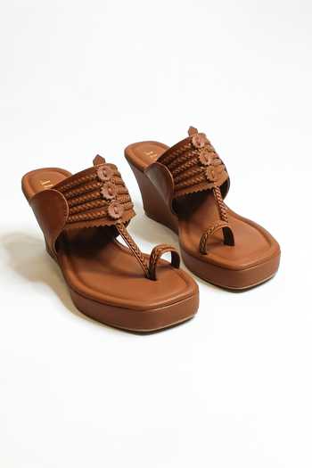 The Alter Braided Strapped Kolhapuri Wedges 
