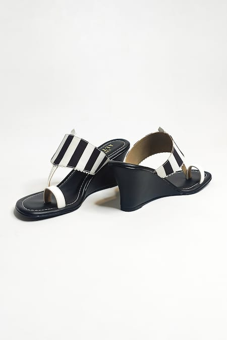Buy The Alter Black Striped Print Kolhapuri Wedges Online at Aza Fashions Buy_The Alter_Black Striped Print Kolhapuri Wedges _Online_at_Aza_Fashions