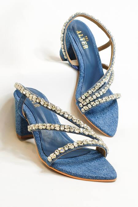 Buy The Alter Blue Rhinestone Kiara Embellished Strappy Block Heels Buy_The Alter_Blue Rhinestone Kiara Embellished Strappy Block Heels