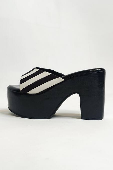 Buy The Alter Black Stripe Print Block Heels Online at Aza Fashions Buy_The Alter_Black Stripe Print Block Heels _Online_at_Aza_Fashions