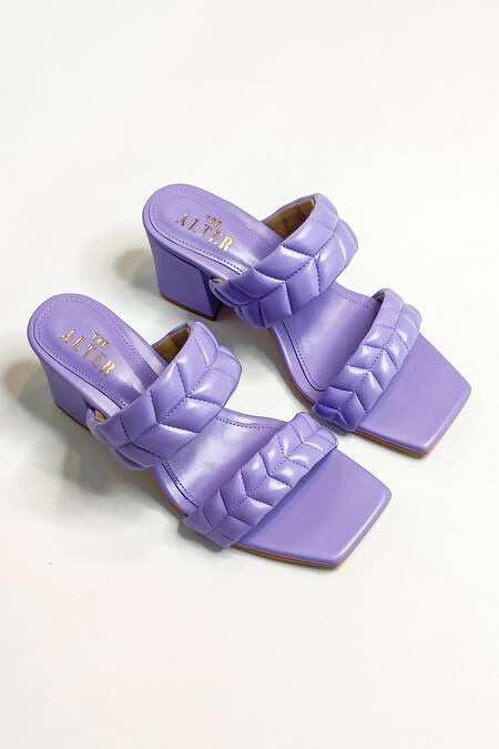 The Alter Purple T Shaped Quilted Block Heels Online at Aza Fashions The Alter_Purple T Shaped Quilted Block Heels _Online_at_Aza_Fashions