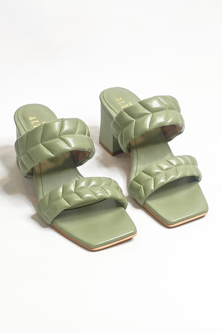 The Alter Green Quilted Statement Block Heels