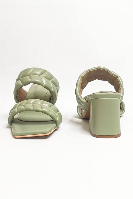 Shop_The Alter_Green Quilted Statement Block Heels _Online_at_Aza_Fashions