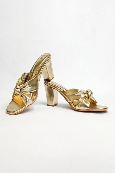 The Alter Gold Knotted Block Heels Online at Aza Fashions The Alter_Gold Knotted Block Heels _Online_at_Aza_Fashions