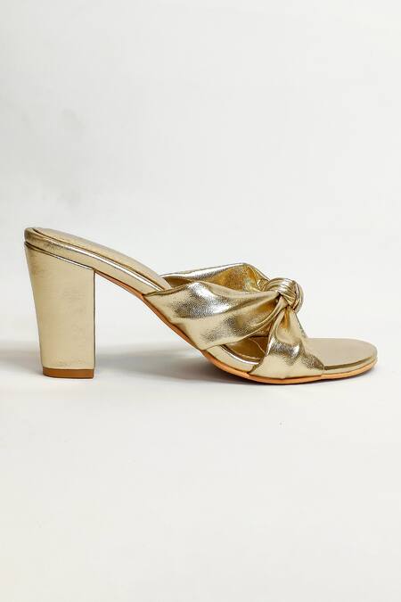 Buy The Alter Gold Knotted Block Heels Online at Aza Fashions Buy_The Alter_Gold Knotted Block Heels _Online_at_Aza_Fashions