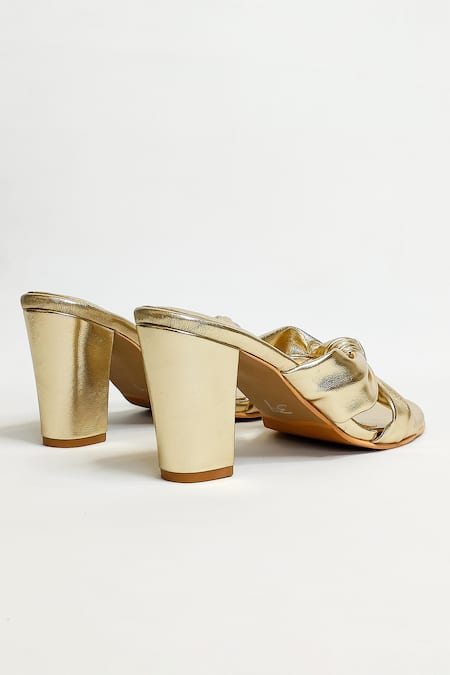 Shop The Alter Gold Knotted Block Heels Online at Aza Fashions Shop_The Alter_Gold Knotted Block Heels _Online_at_Aza_Fashions