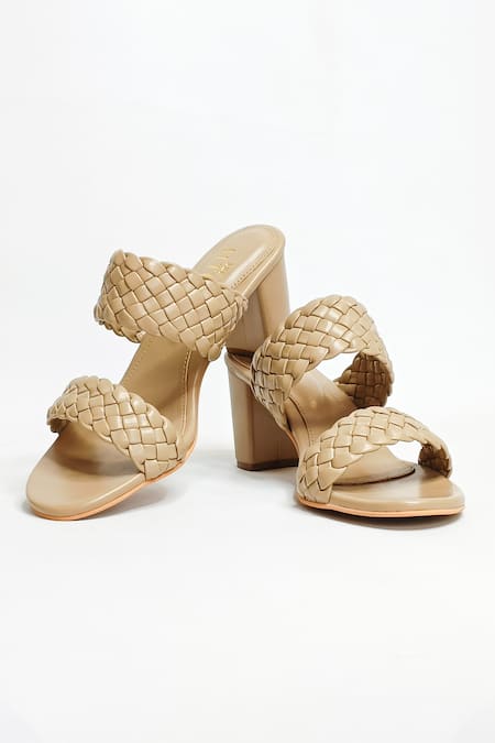 Shop The Alter Beige Braided Woven Block Heels Online at Aza Fashions Shop_The Alter_Beige Braided Woven Block Heels _Online_at_Aza_Fashions