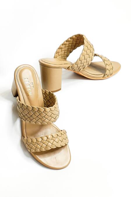 The Alter Beige Braided Woven Block Heels at Aza Fashions The Alter_Beige Braided Woven Block Heels _at_Aza_Fashions
