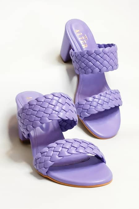 The Alter Purple Two Strap Woven Block Heels