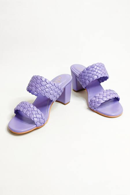 The Alter_Purple Two Strap Woven Block Heels _Online_at_Aza_Fashions