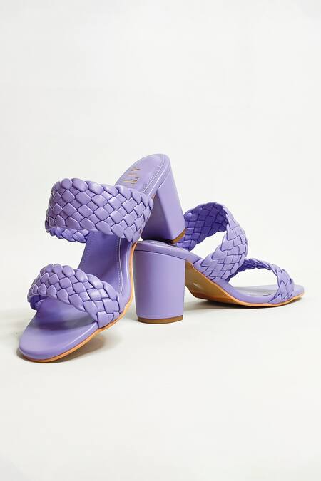 The Alter_Purple Two Strap Woven Block Heels _at_Aza_Fashions