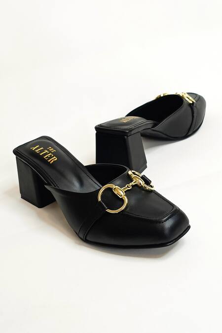 Buy The Alter Black Buckles, Chains Alexandra Moccasin Block Heels Online at Aza Fashions Buy_The Alter_Black Buckles, Chains Alexandra Moccasin Block Heels _Online_at_Aza_Fashions