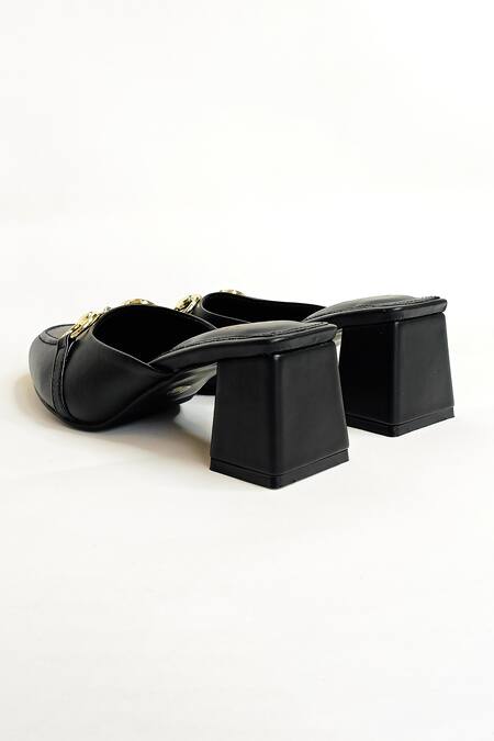 The Alter Black Buckles, Chains Alexandra Moccasin Block Heels at Aza Fashions The Alter_Black Buckles, Chains Alexandra Moccasin Block Heels _at_Aza_Fashions