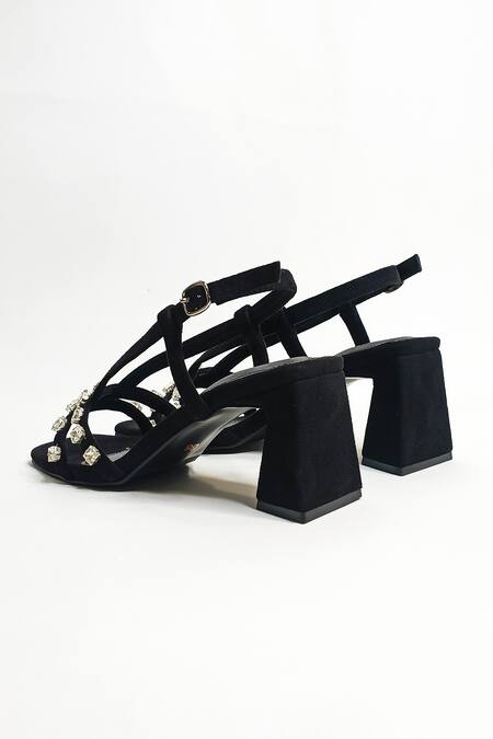 The Alter Black Rhinestones Marina Embellished Block Heels Online at Aza Fashions The Alter_Black Rhinestones Marina Embellished Block Heels _Online_at_Aza_Fashions