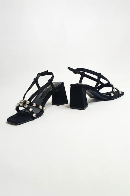 Buy The Alter Black Rhinestones Marina Embellished Block Heels Online at Aza Fashions Buy_The Alter_Black Rhinestones Marina Embellished Block Heels _Online_at_Aza_Fashions