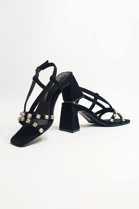 Shop The Alter Black Rhinestones Marina Embellished Block Heels Online at Aza Fashions Shop_The Alter_Black Rhinestones Marina Embellished Block Heels _Online_at_Aza_Fashions