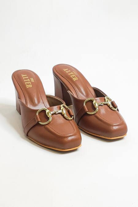 Shop The Alter Brown Alexandra Moccasin Block Heels at Aza Fashions Shop_The Alter_Brown Alexandra Moccasin Block Heels_at_Aza_Fashions