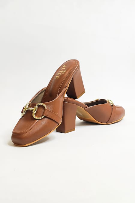 Shop The Alter Brown Alexandra Moccasin Block Heels Online at Aza Fashions Shop_The Alter_Brown Alexandra Moccasin Block Heels_Online_at_Aza_Fashions